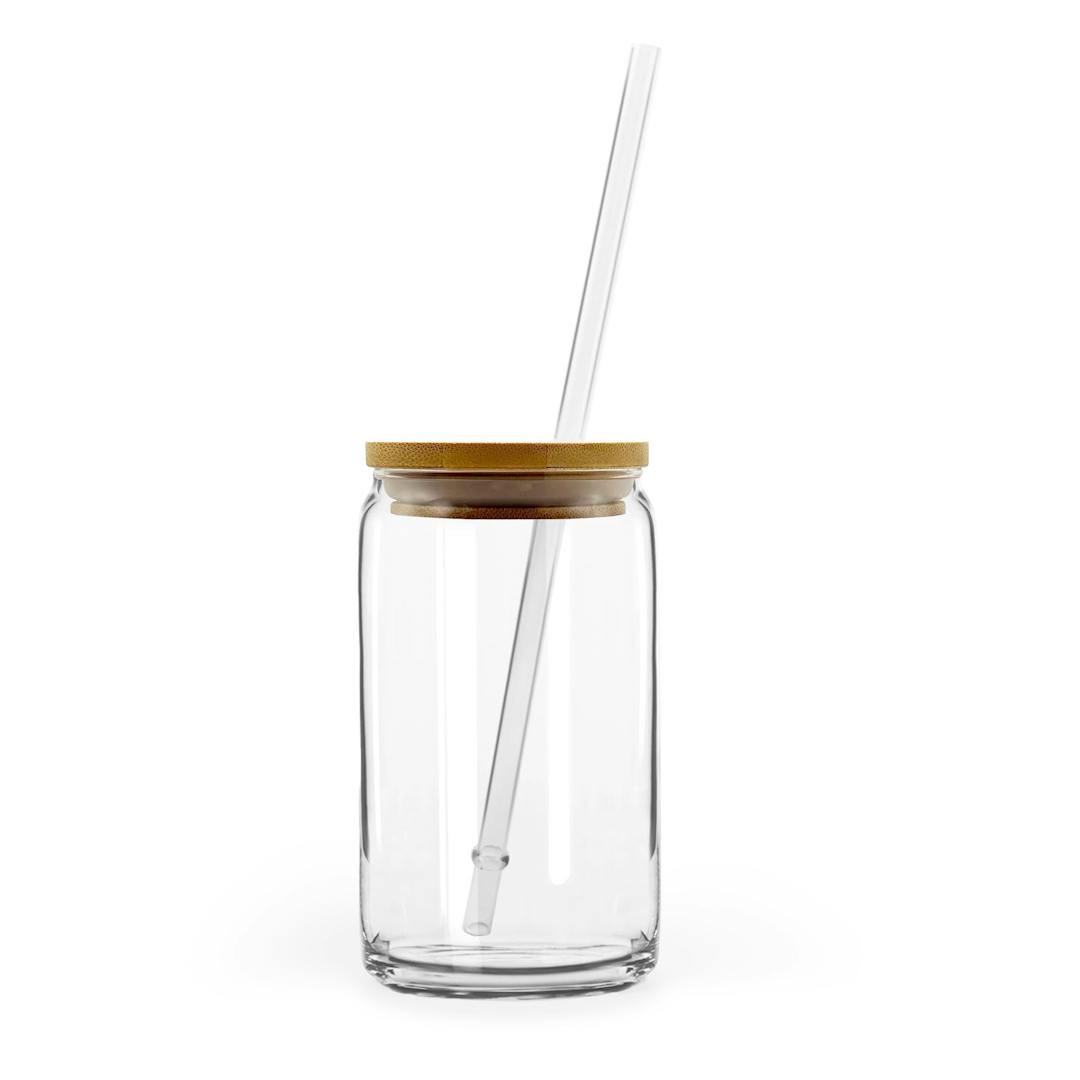 16oz Glass Can with Bamboo Lid & Straw