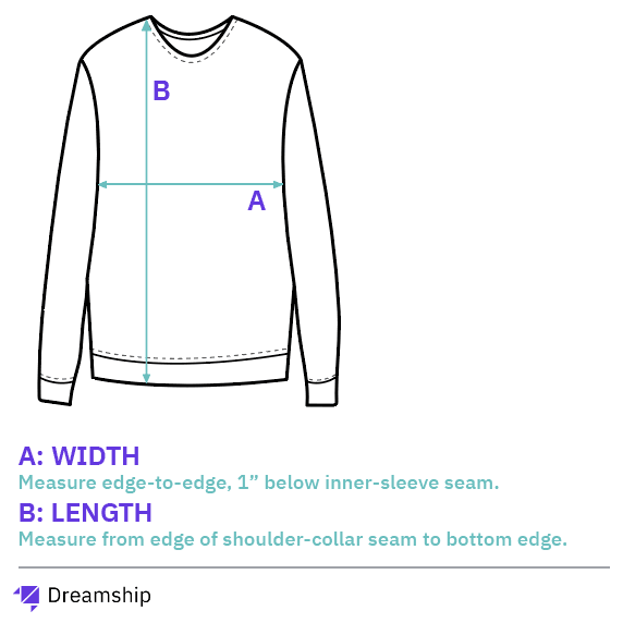 Premium Crew Neck Sweatshirt size chart