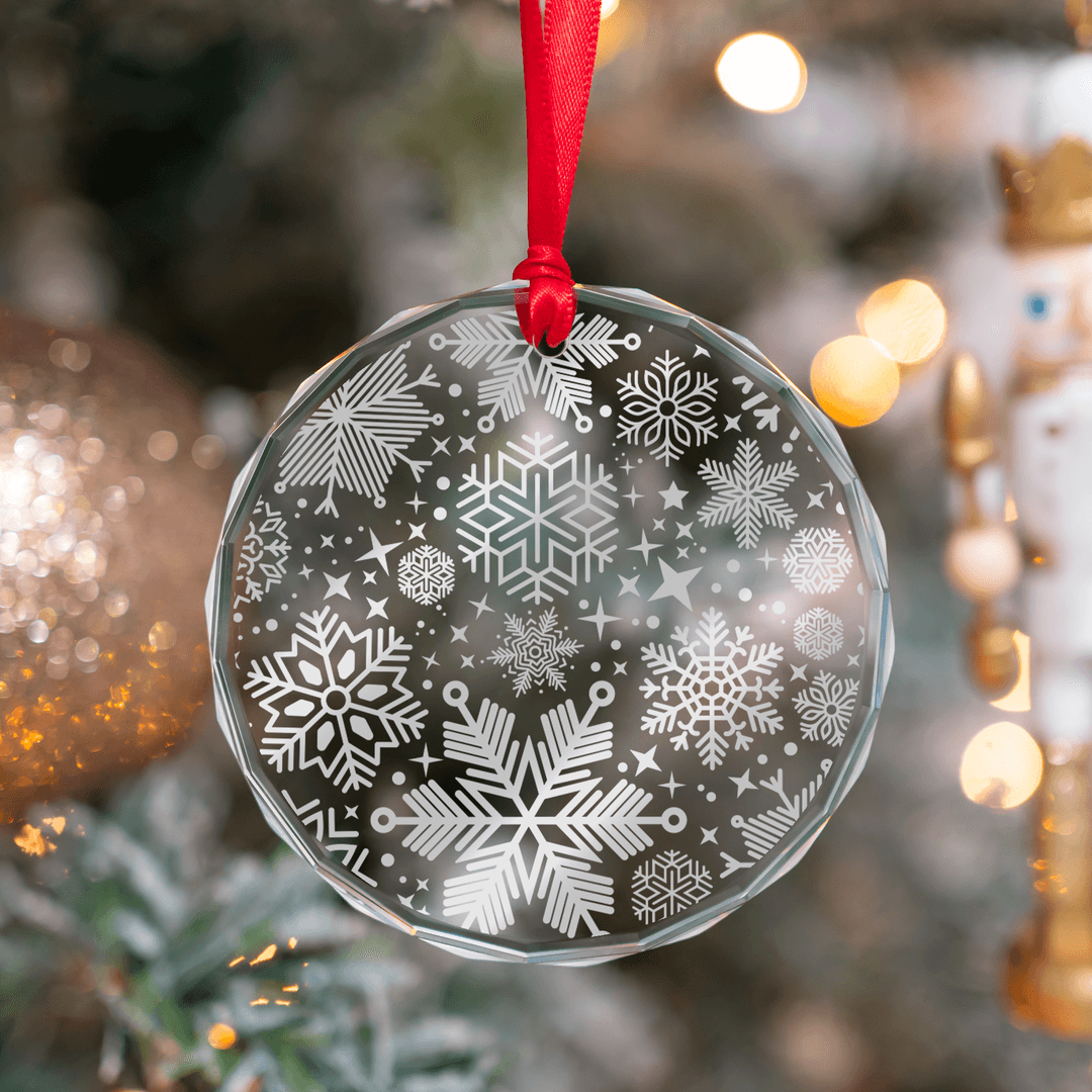 Engraved Crystal Glass Prism Circle Ornament