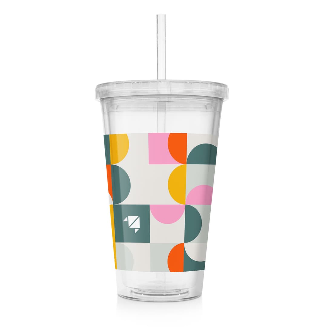 Clear Acrylic Tumbler w/Straw & Lid