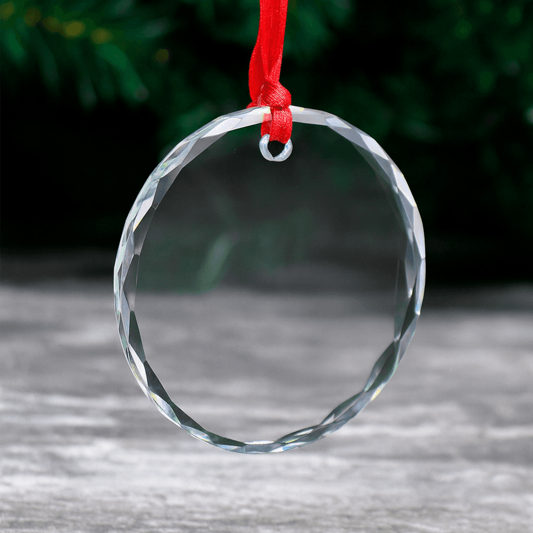 Engraved Crystal Glass Prism Circle Ornament