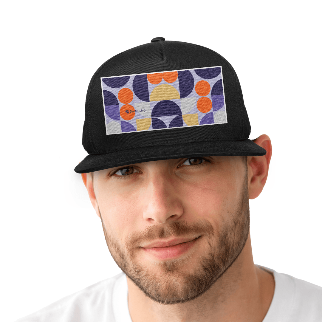 Embroidered Snap Back Hat with Flat Brim